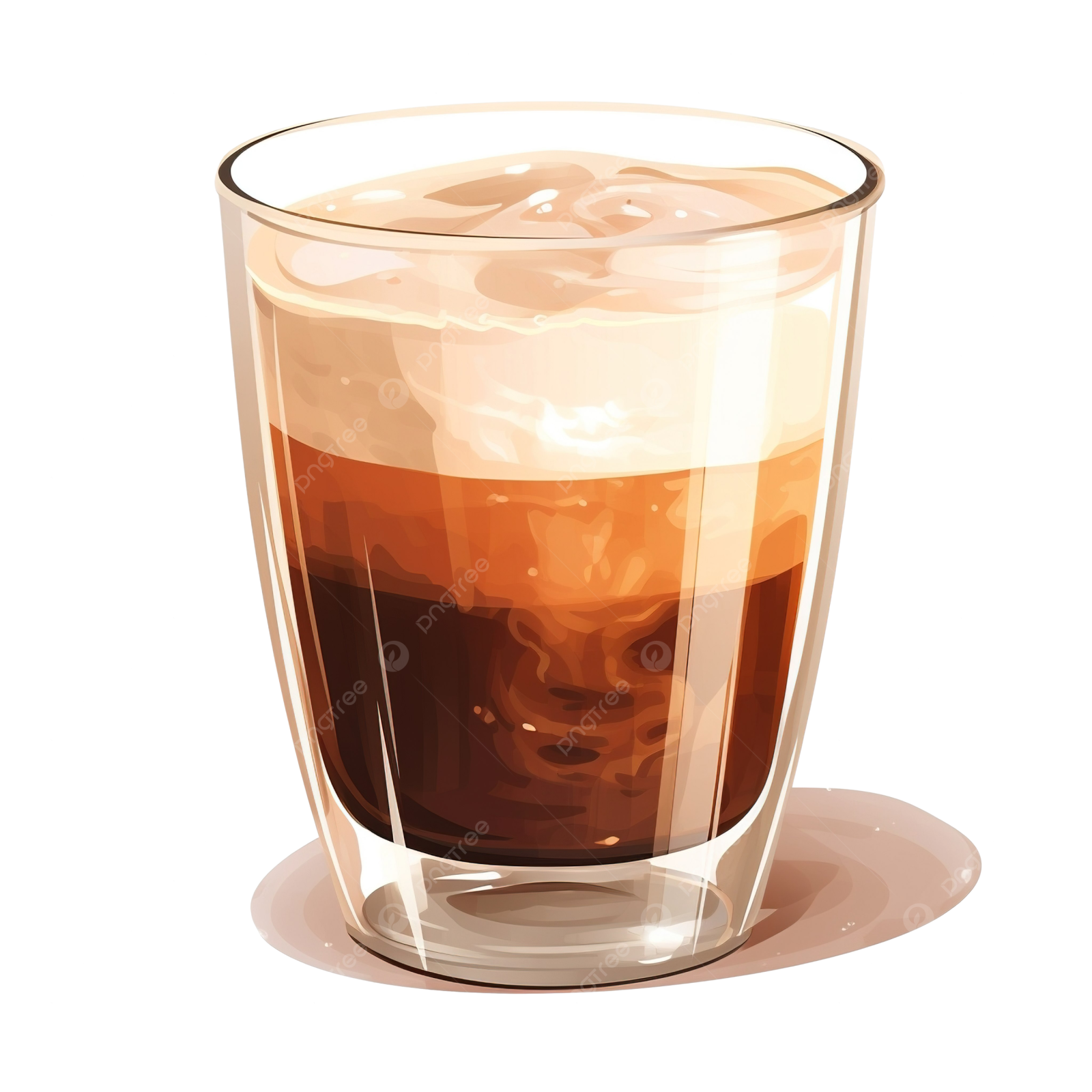 a glass of iced coffee on a white background