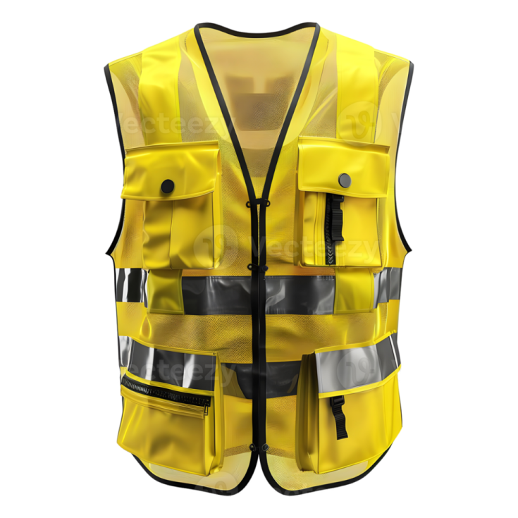 a yellow safety vest on a white background
