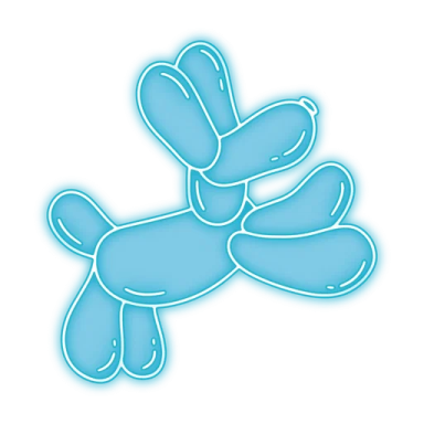 a blue balloon dog on a white background