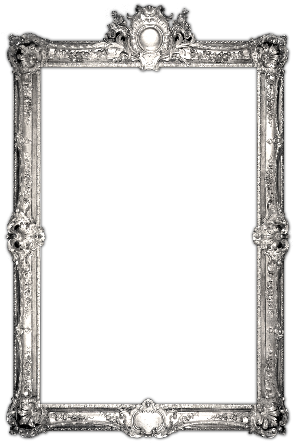a silver frame on a white background
