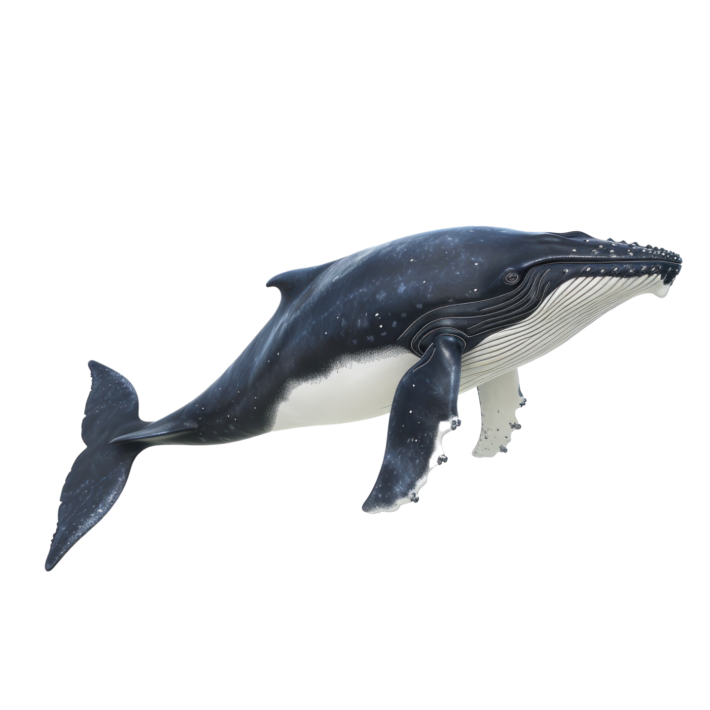 a black and white whale swimming in the ocean