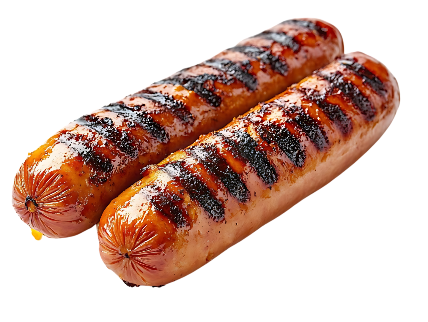 two hot dogs on a white background