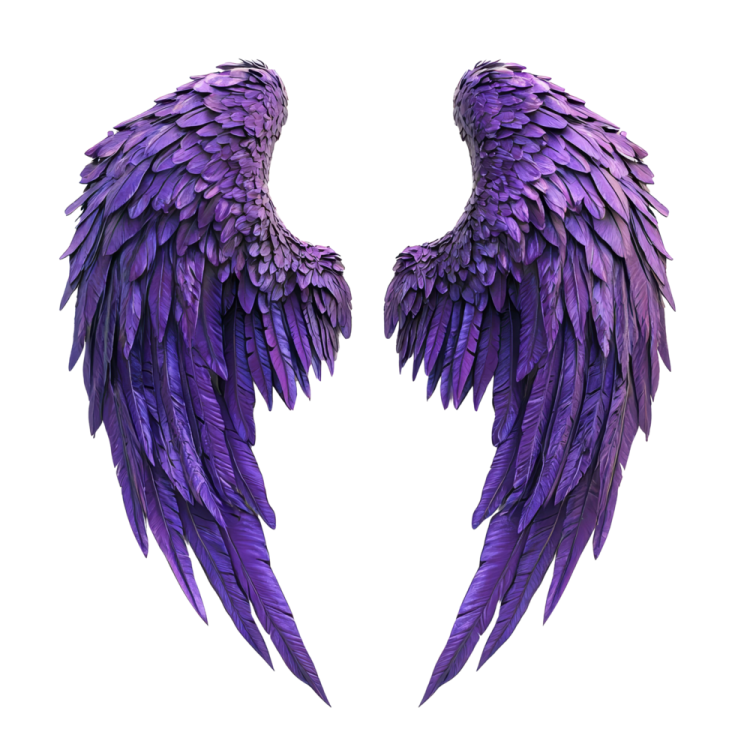 two purple wings on a white background