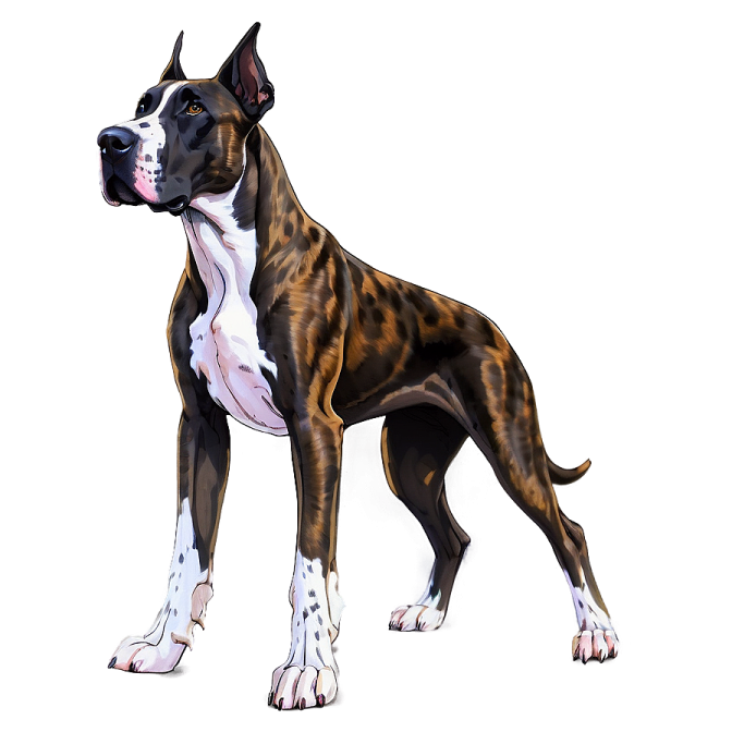 a brown and white dog standing on a white surface