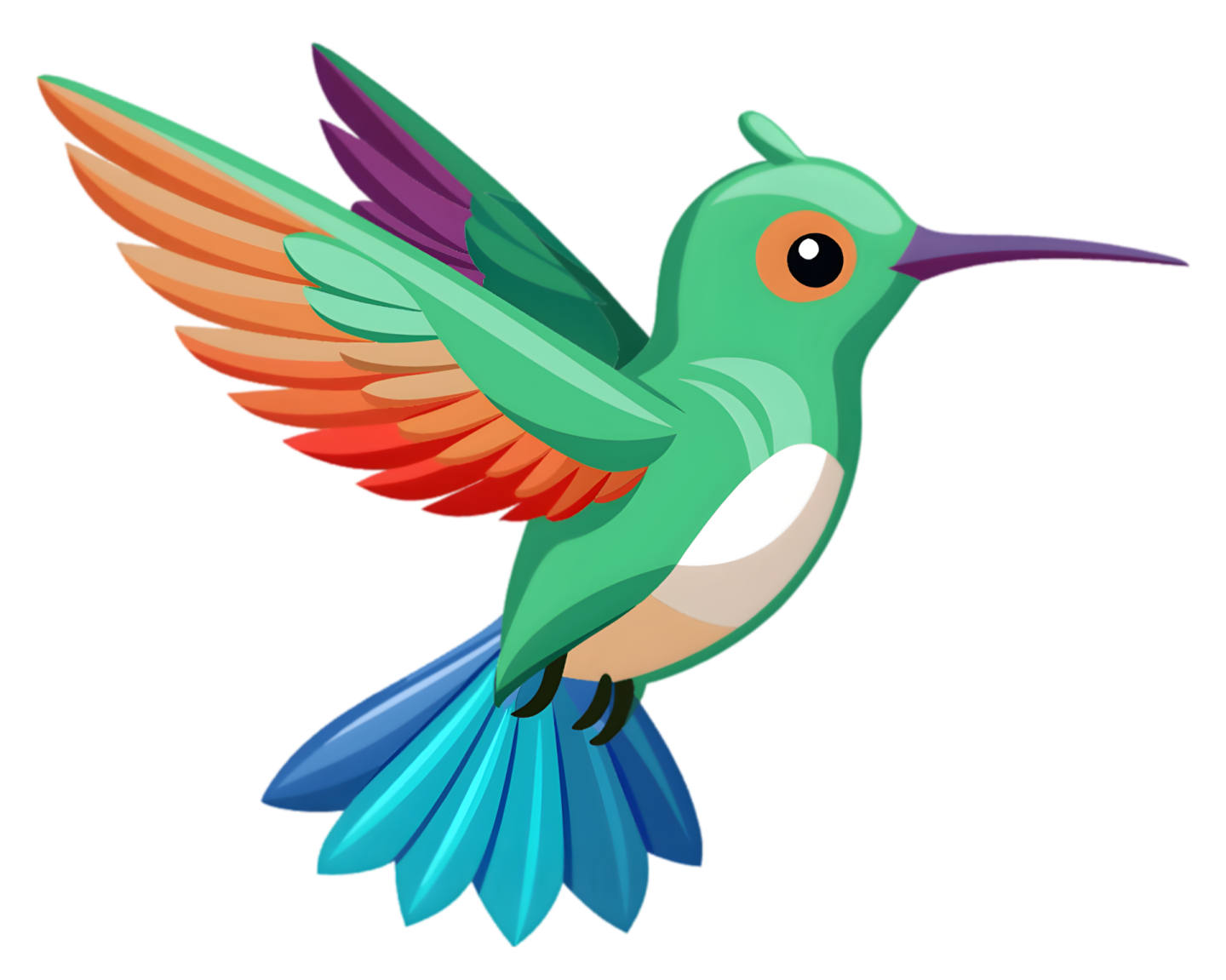 a humming bird with colorful wings