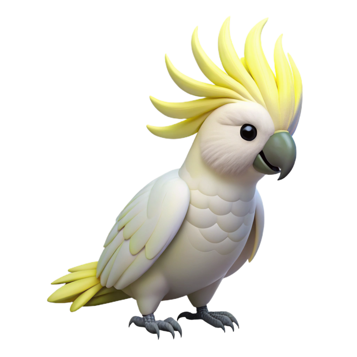a white and yellow parrot standing on its hinds