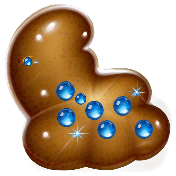 a heart shaped chocolate with blue water drops on it