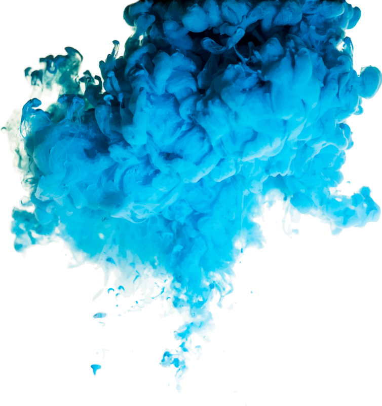 blue ink in water on white background