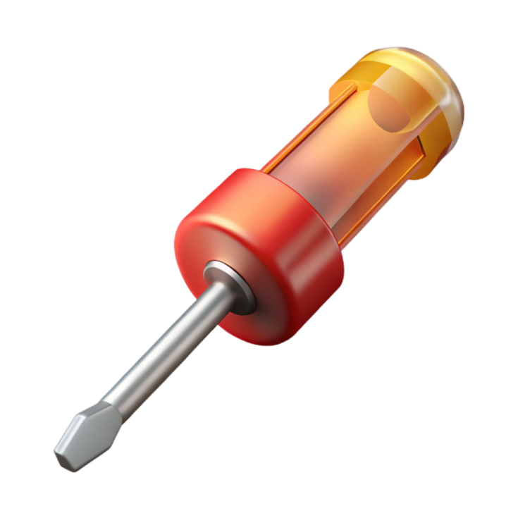 a red and yellow screw with a white background