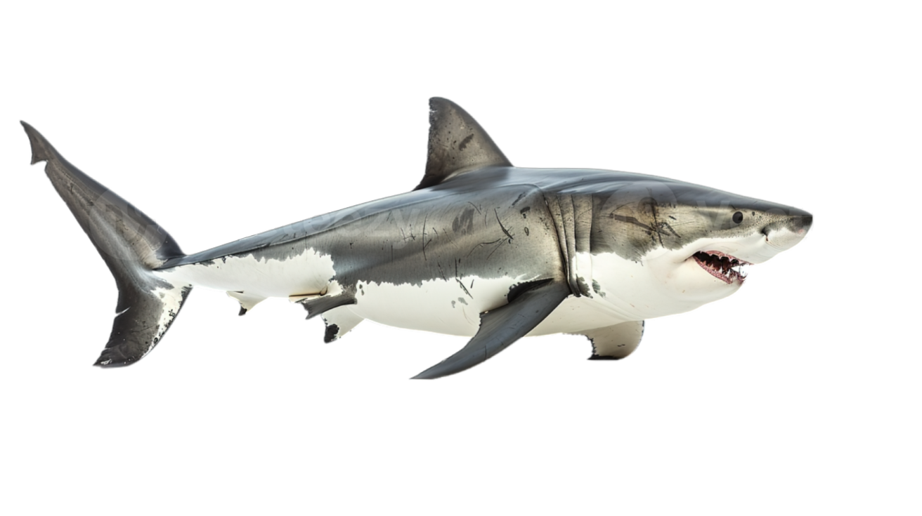 a great white shark with its mouth open