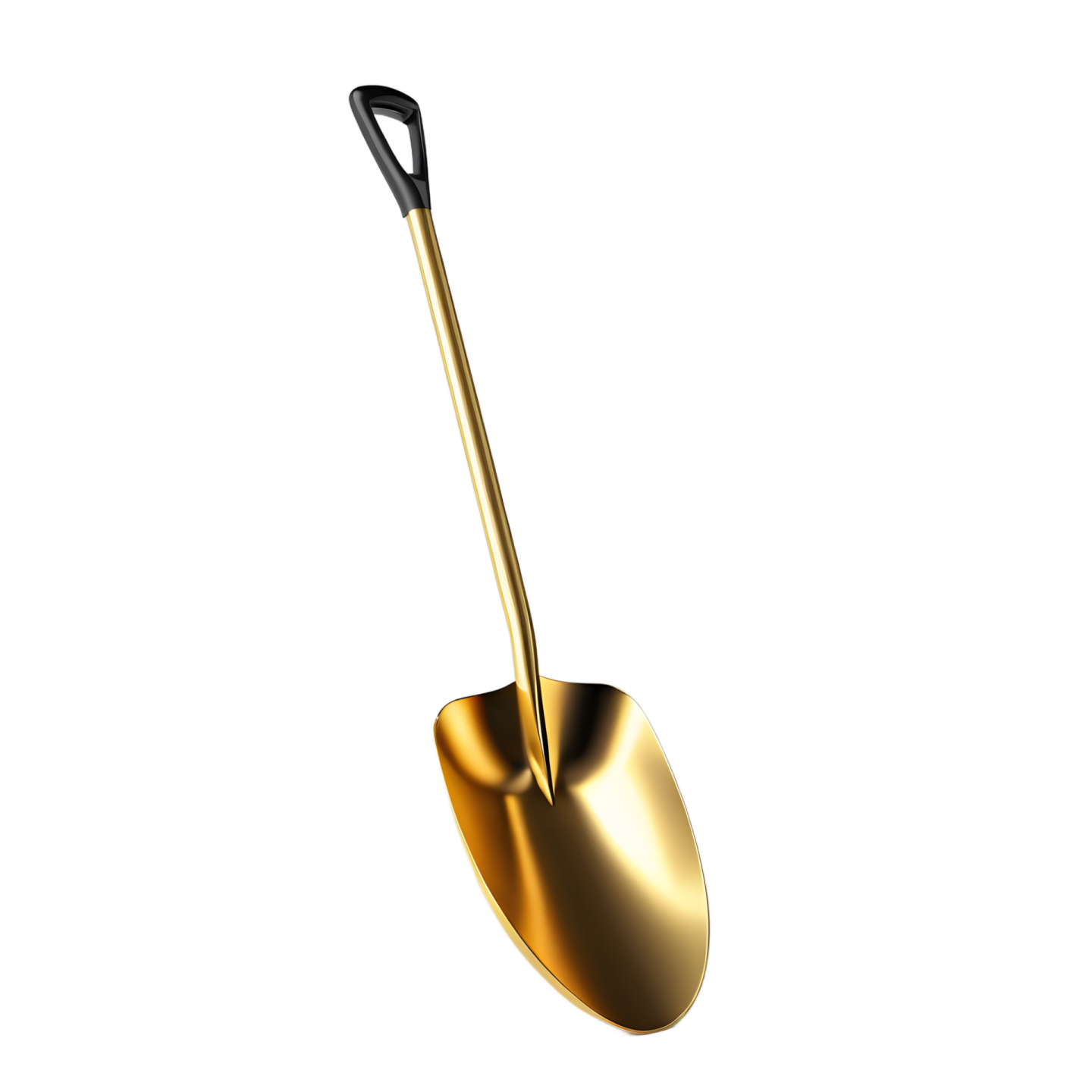 a gold shovel on a white background