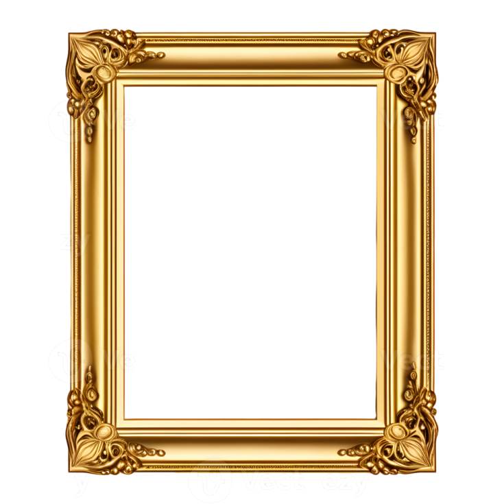 a gold frame on a white background