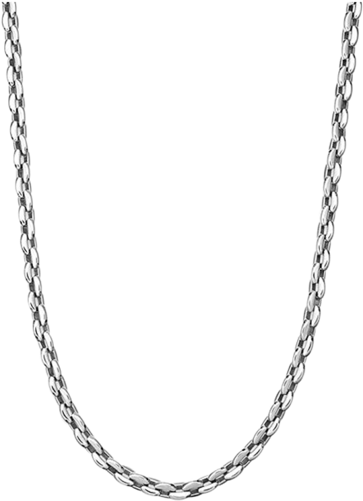 a silver chain on a white background