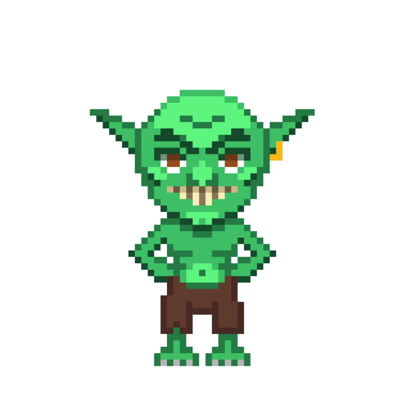 a pixeled image of a green goblin