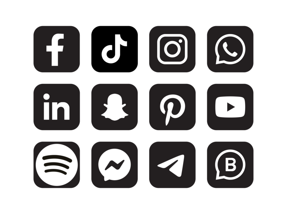 a set of black and white icons on a white background