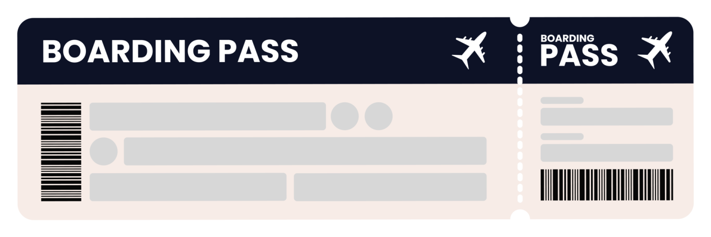 a boarding pass with an airplane on it