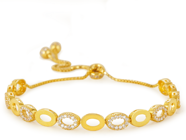 a gold bracelet with diamonds on it