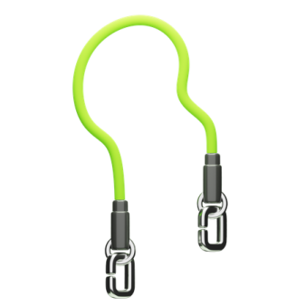 an image of a green cable with two metal hooks