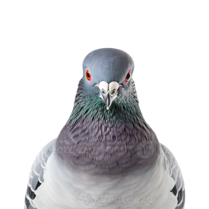 a pigeon on a white background