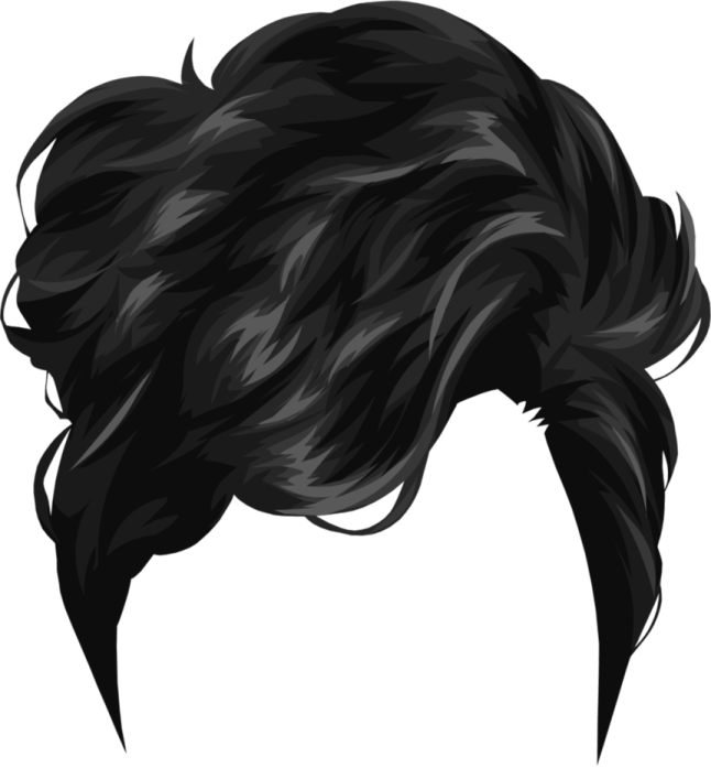 a black and white drawing of a man's hair