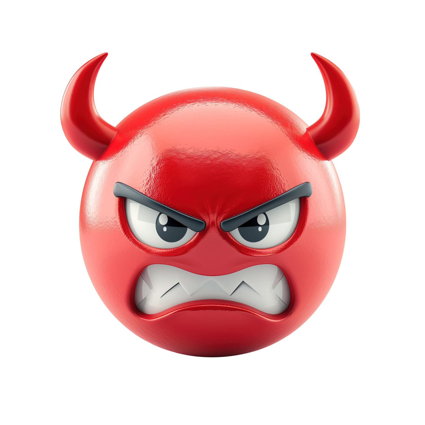a red ball with an angry face on it