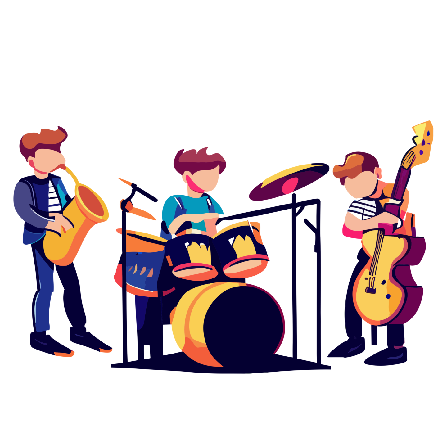 a group of people playing instruments and singing