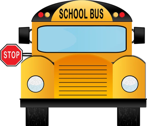 a yellow school bus with a stop sign