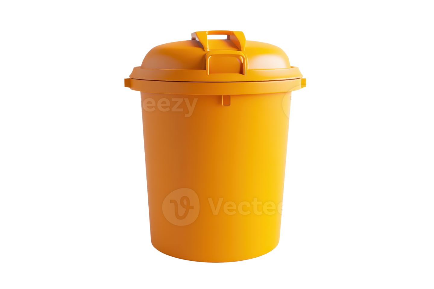 a yellow trash canister on a white background