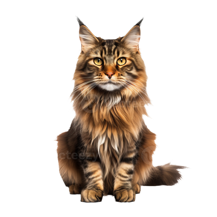 a long haired cat sitting down on the floor