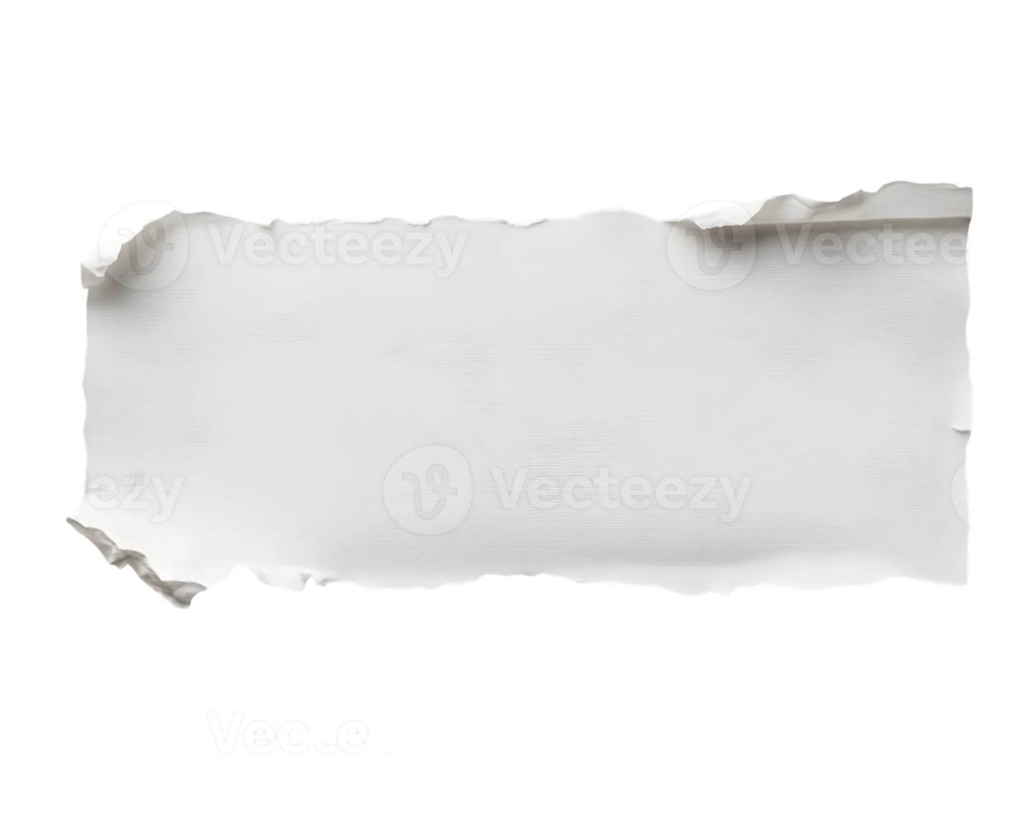 a piece of torn paper on a white background