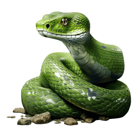 a green snake on a white background