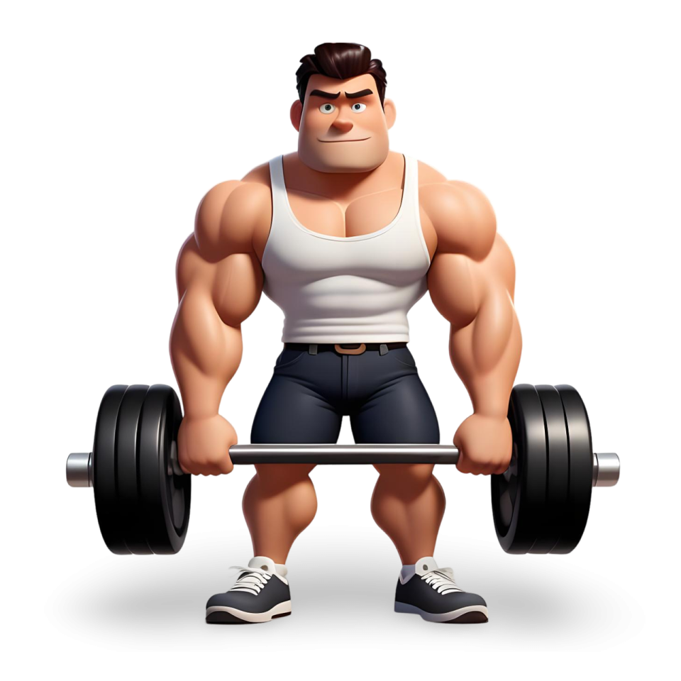a cartoon character holding a barbell