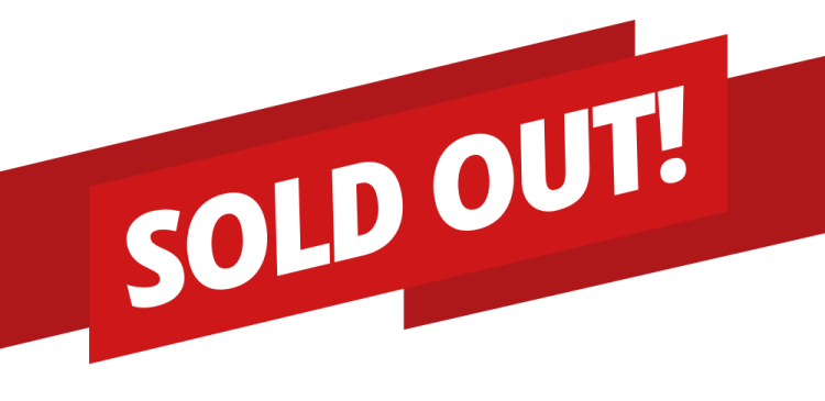 a red ribbon with the word sold out