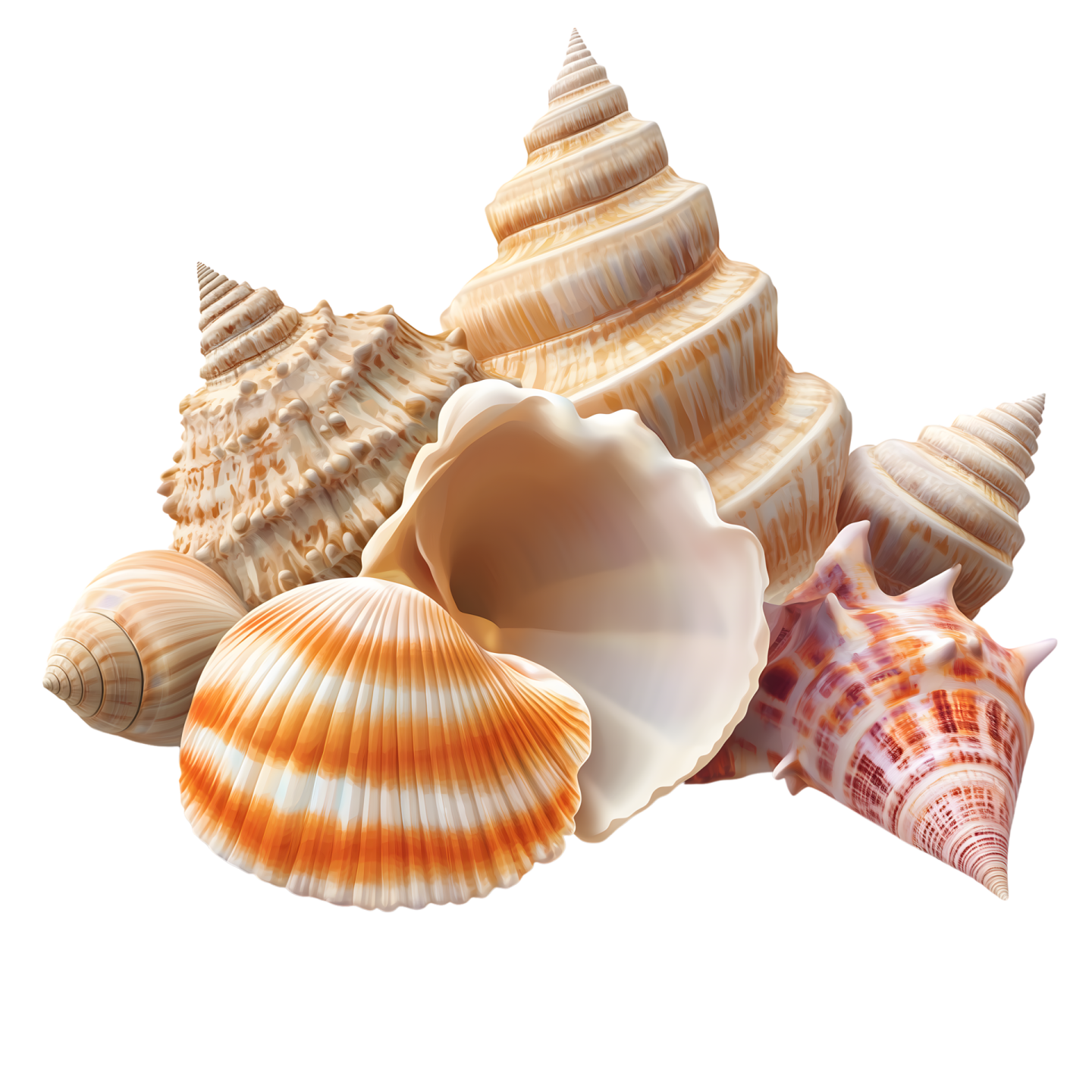 shells on a white background