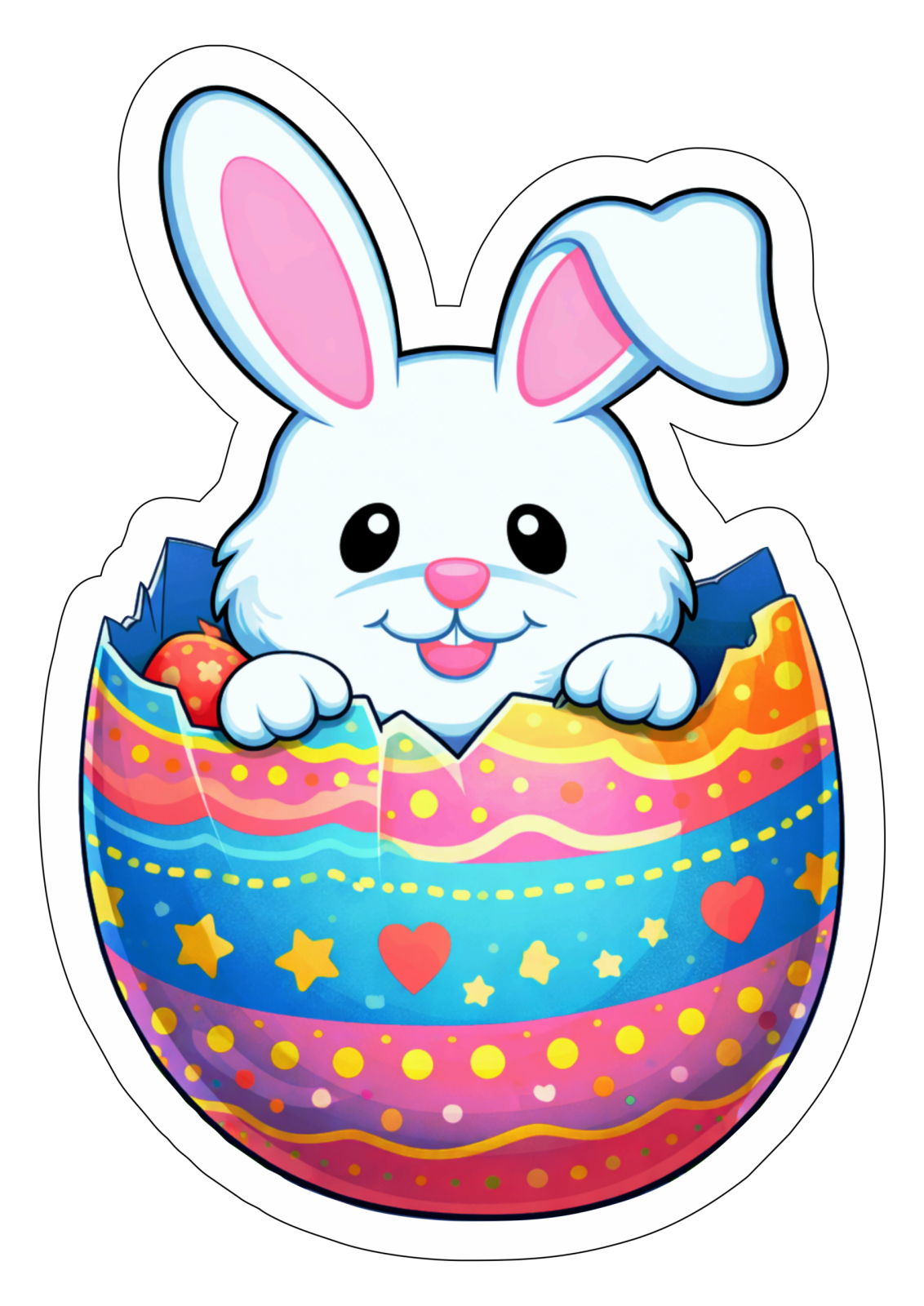 a sticker of a bunny inside an easter egg