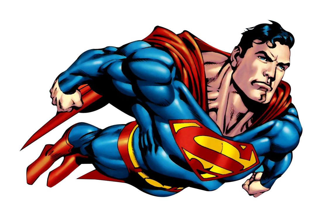 a superman flying through the air