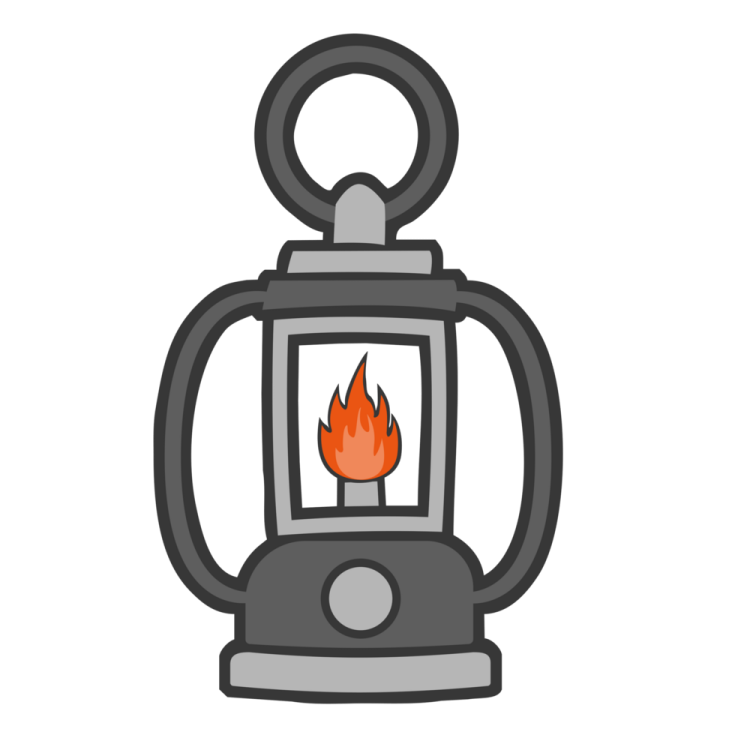 a lantern with a flame in it