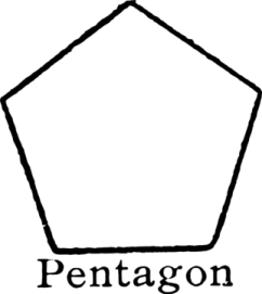 a black and white drawing of a pentagon