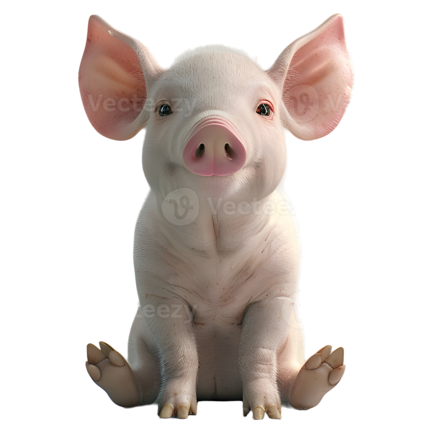 a small pig sitting on the ground
