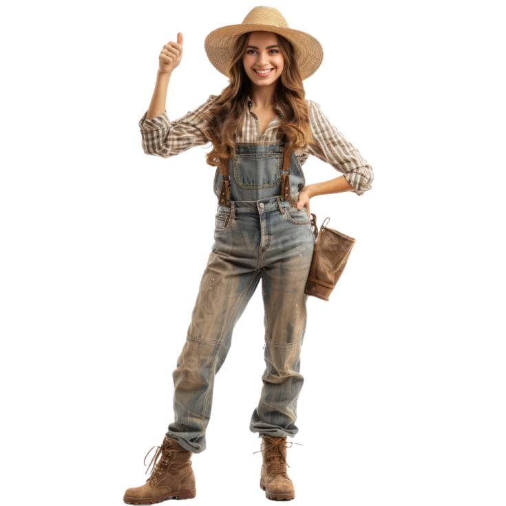 a woman in overalls and cowboy boots posing for the camera