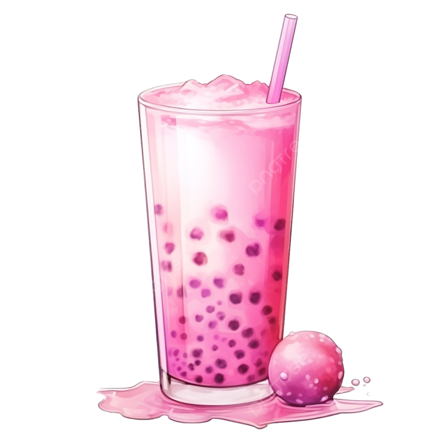 a pink drink with a straw in it
