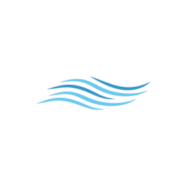 a white background with blue water waves