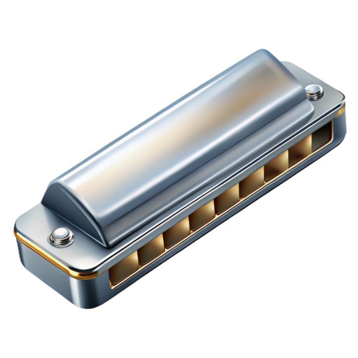 a harmonica on a white background