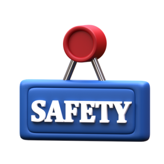 a blue sign with the word safety on it