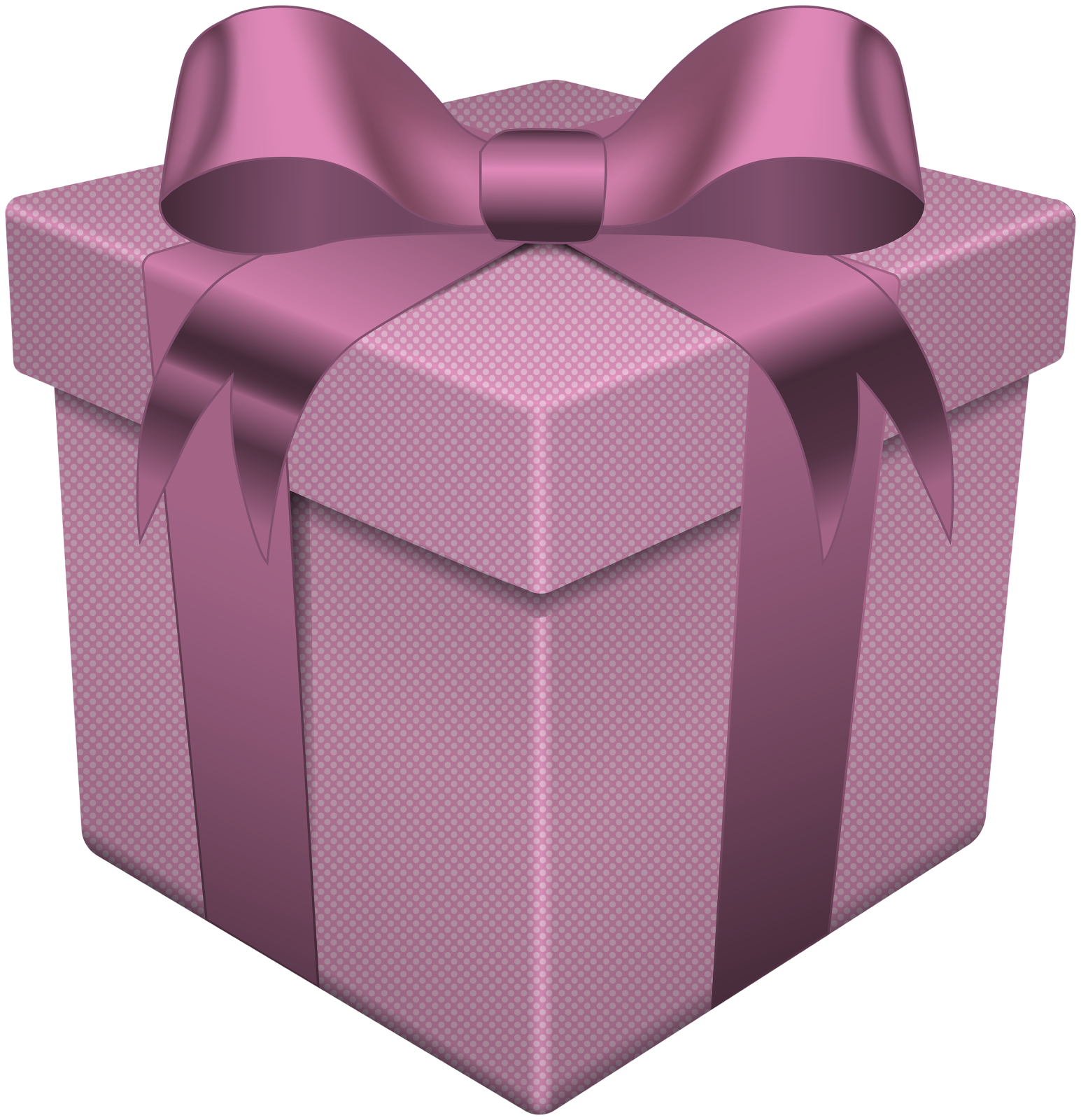 a pink gift box with a bow