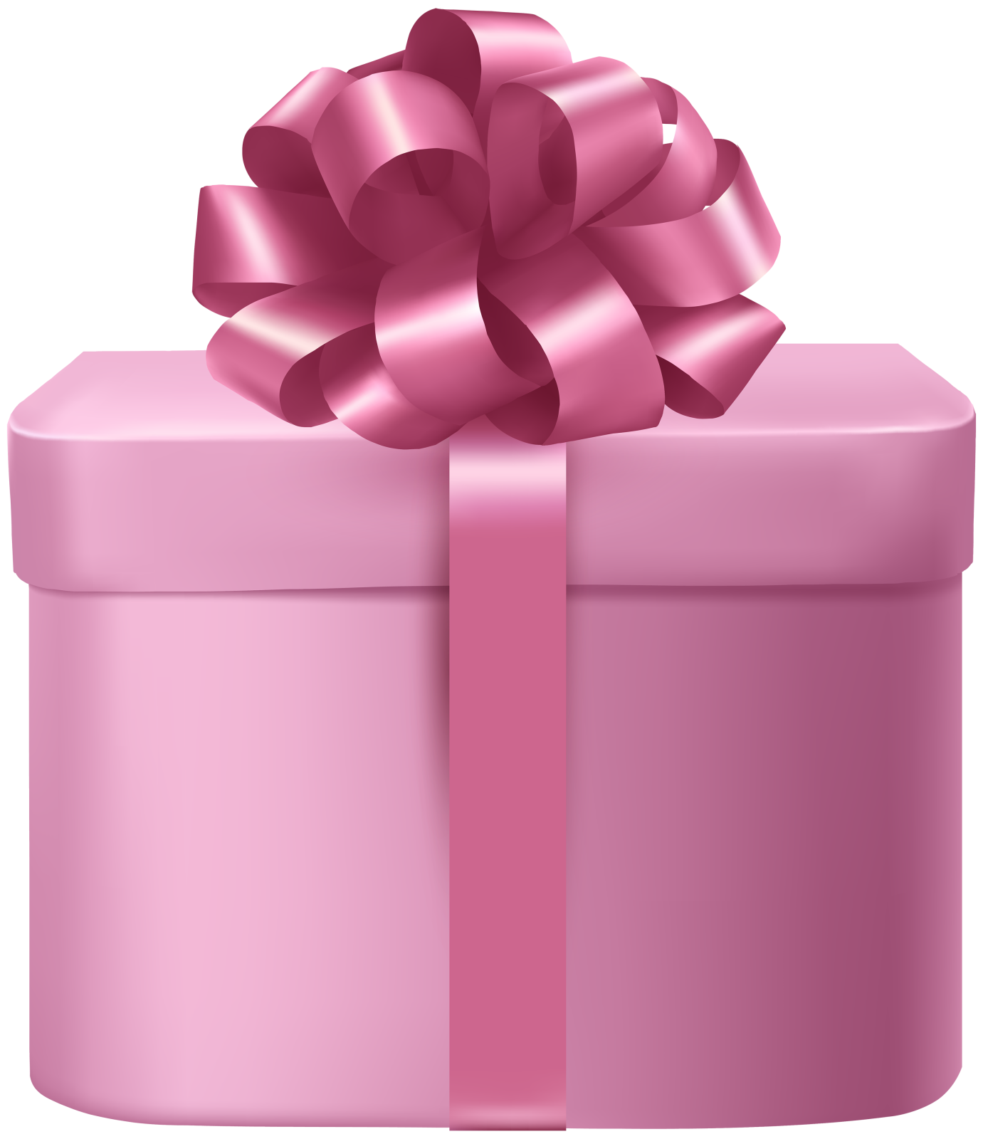 a pink gift box with a bow