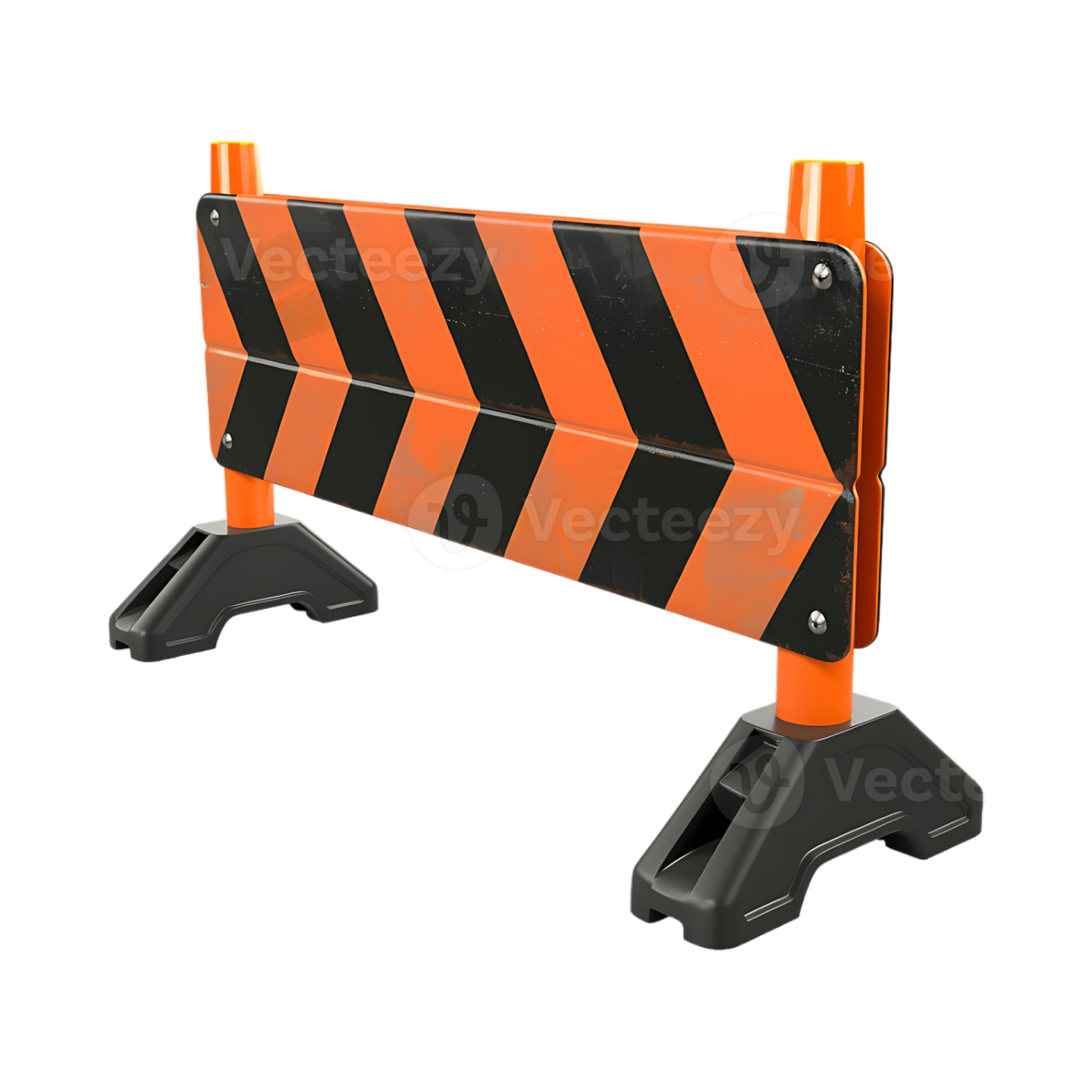 an orange and black barr barrier with a white background