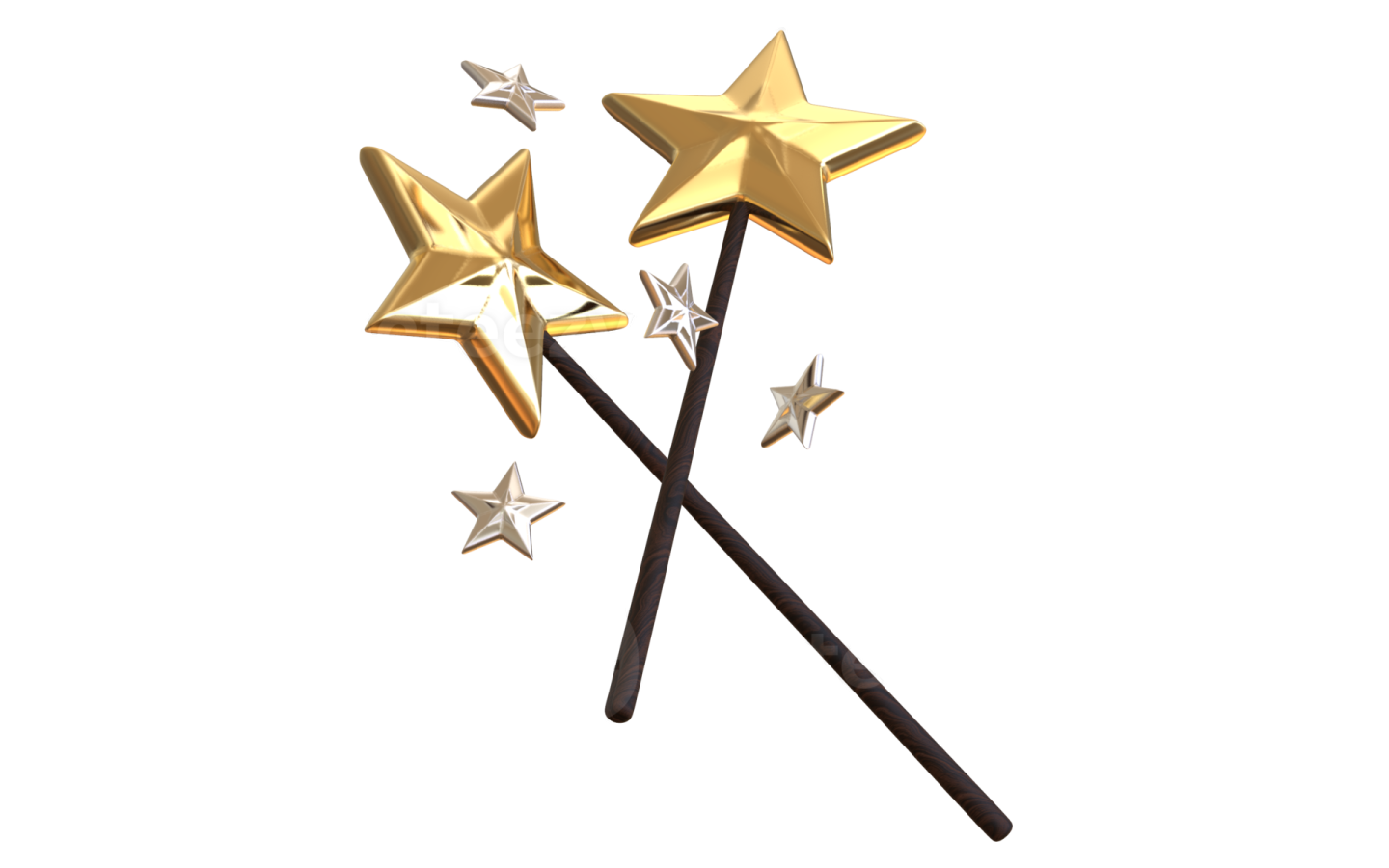 a pair of wands with gold stars