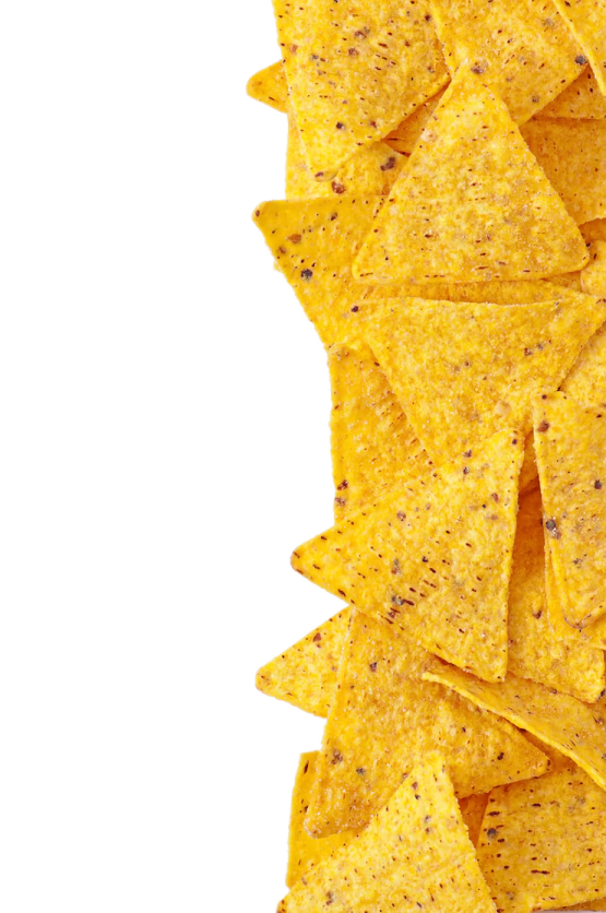 a pile of chips on a white background