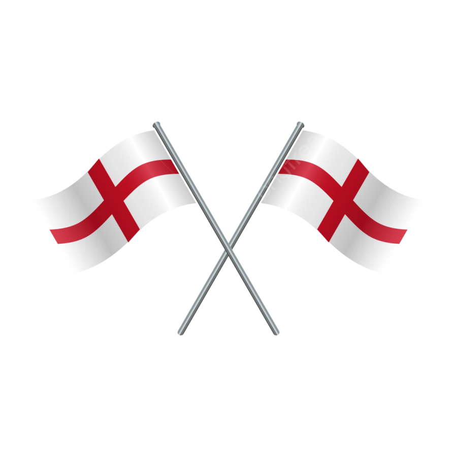 two crossed flags on a white background